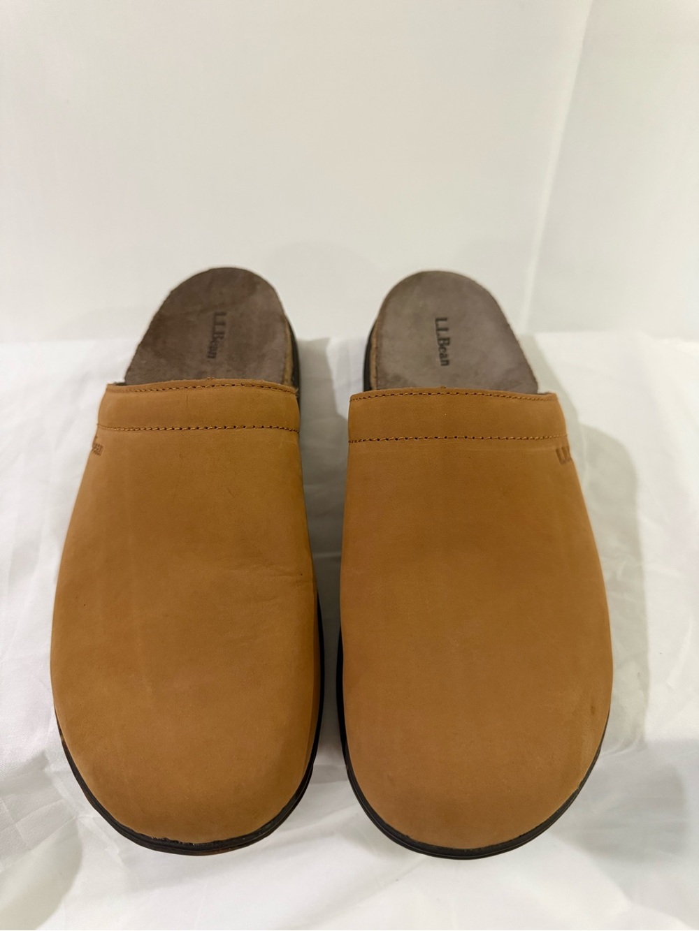 L.L. Bean Go Anywhere Nubuck Leather Clogs Mules Tan Size 8 Unworn